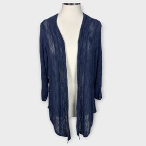 Charter Club Woman Plus Size 3X Open Front Navy Blue Cardigan Sweater